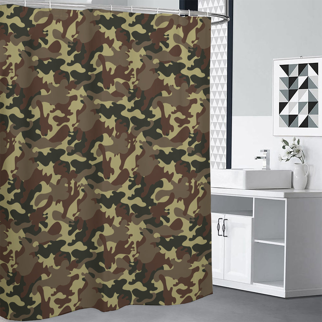 Brown Camouflage Print Premium Shower Curtain