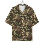 Brown Camouflage Print Rayon Hawaiian Shirt