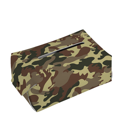 Brown Camouflage Print Rectangle Tissue Box Cover