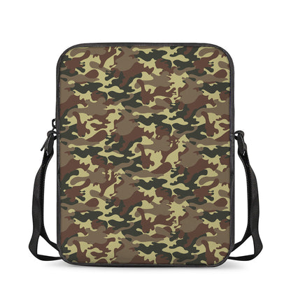 Brown Camouflage Print Rectangular Crossbody Bag