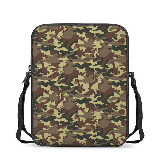 Brown Camouflage Print Rectangular Crossbody Bag