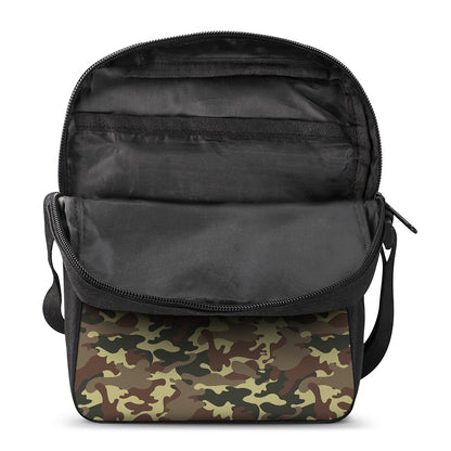 Brown Camouflage Print Rectangular Crossbody Bag