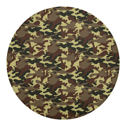 Brown Camouflage Print Round Blanket