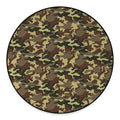 Brown Camouflage Print Round Floor Mat