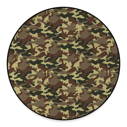 Brown Camouflage Print Round Floor Mat