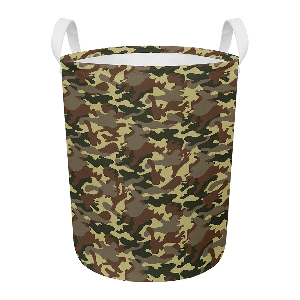 Brown Camouflage Print Round Laundry Basket