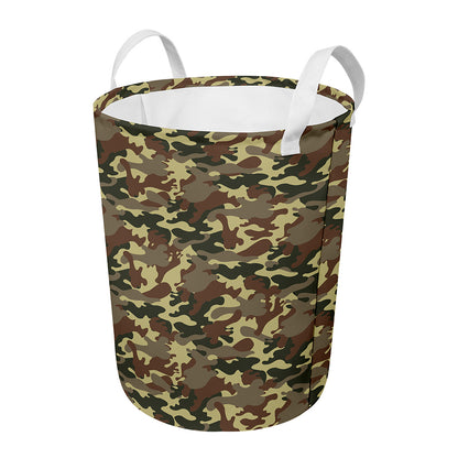 Brown Camouflage Print Round Laundry Basket