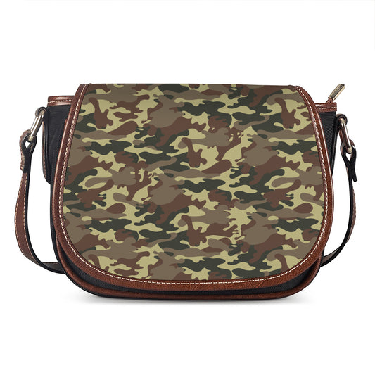 Brown Camouflage Print Saddle Bag