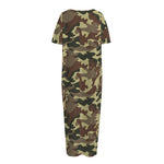 Brown Camouflage Print Short Sleeve Long Nightdress
