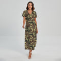 Brown Camouflage Print Short Sleeve Maxi Dress