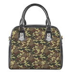 Brown Camouflage Print Shoulder Handbag