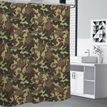 Brown Camouflage Print Shower Curtain
