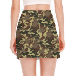 Brown Camouflage Print Side Slit Mini Skirt