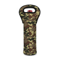 Brown Camouflage Print Single Neoprene Wine Tote