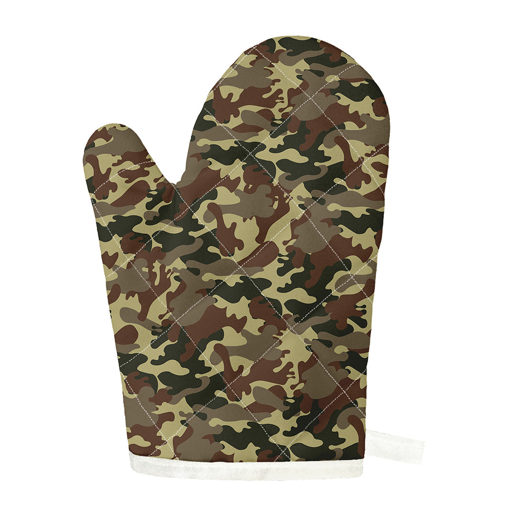 Brown Camouflage Print Single Oven Mitt