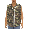 Brown Camouflage Print Sleeveless Baseball Jersey