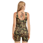Brown Camouflage Print Sleeveless One Piece Swimsuit