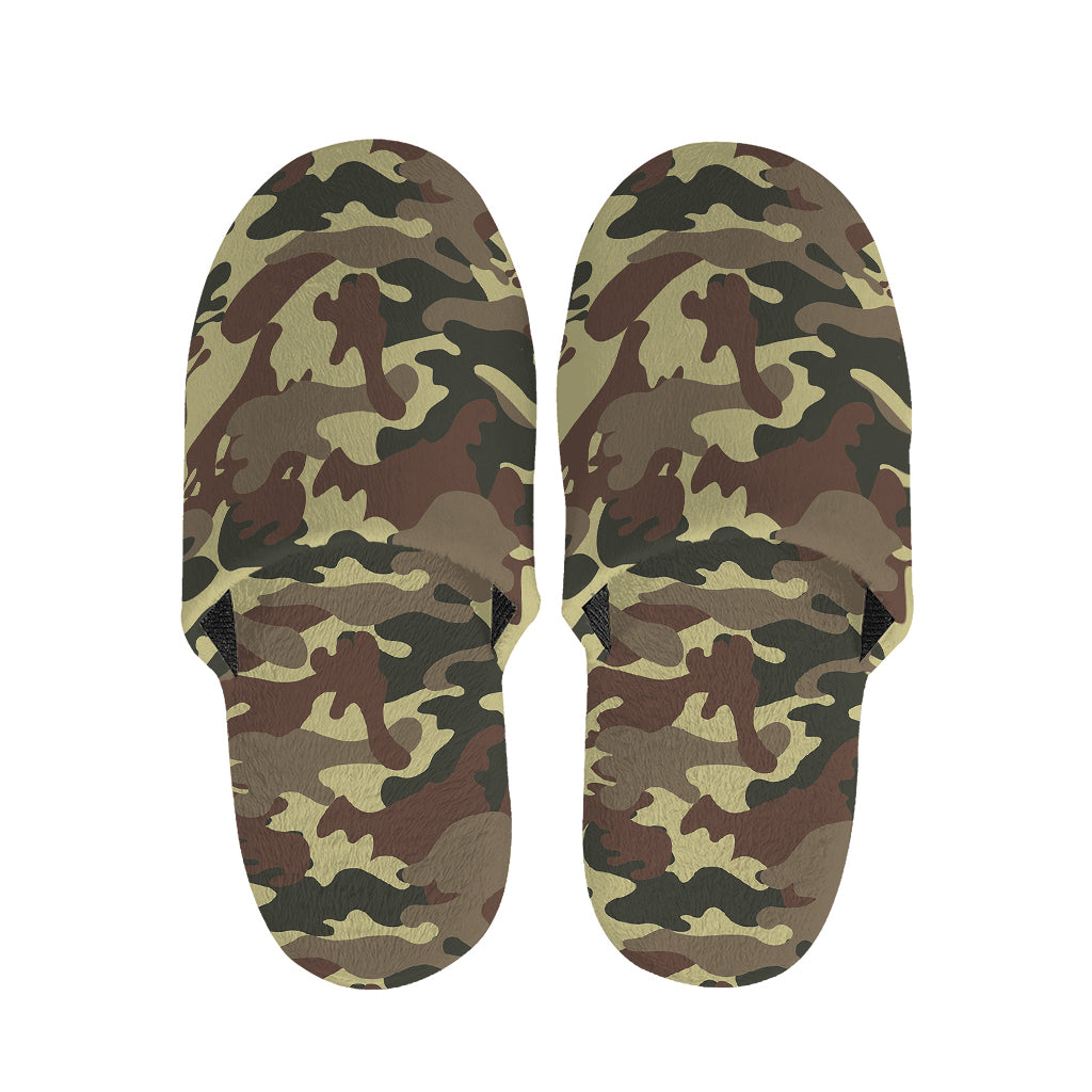 Brown Camouflage Print Slippers