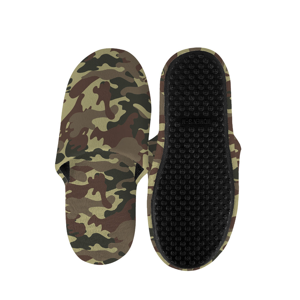 Brown Camouflage Print Slippers