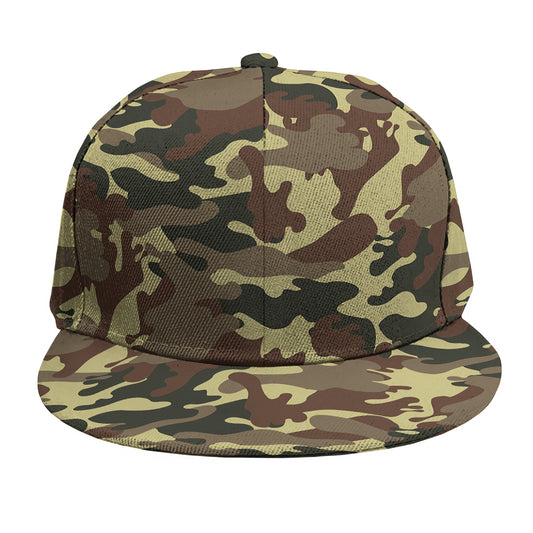 Brown Camouflage Print Snapback Cap