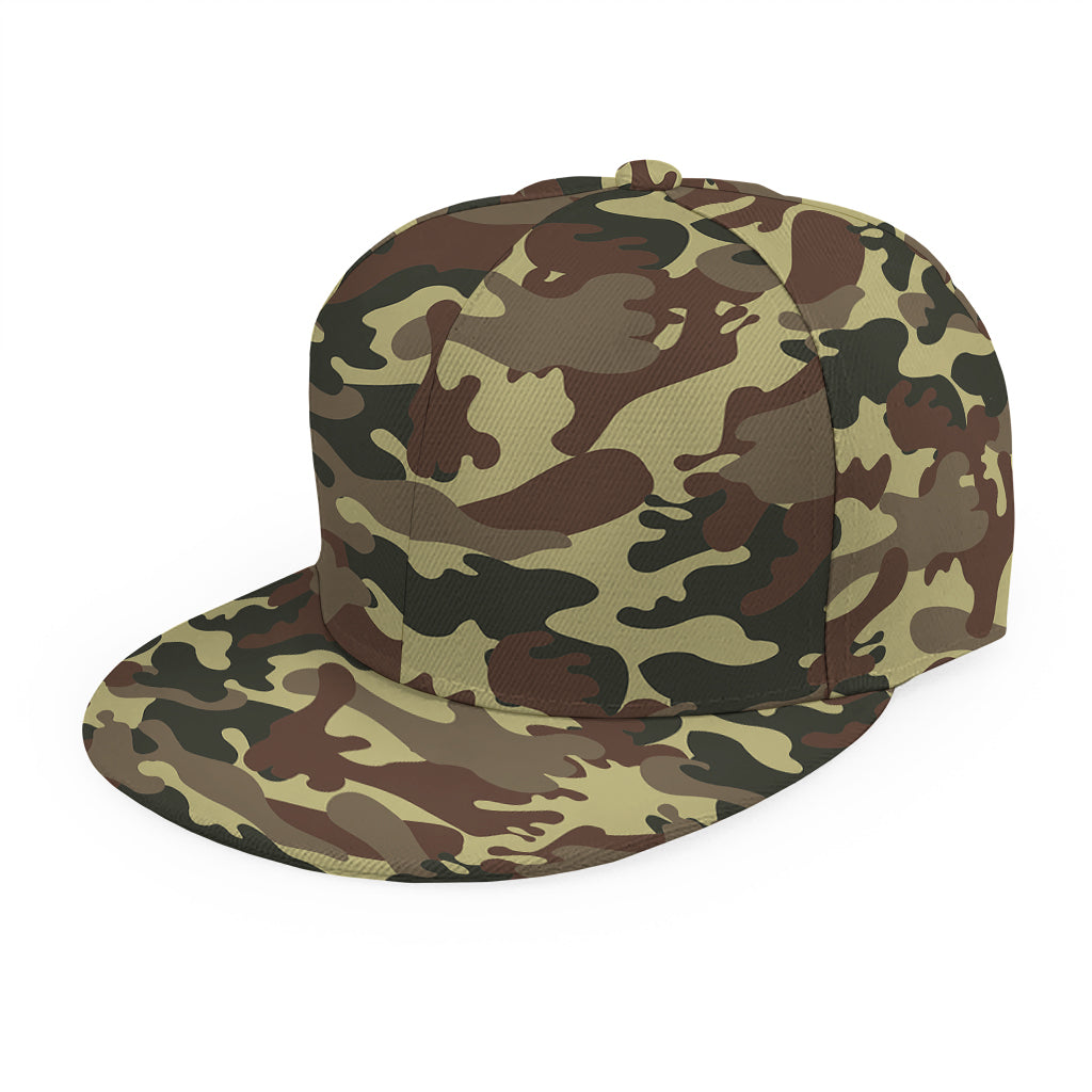 Brown Camouflage Print Snapback Cap