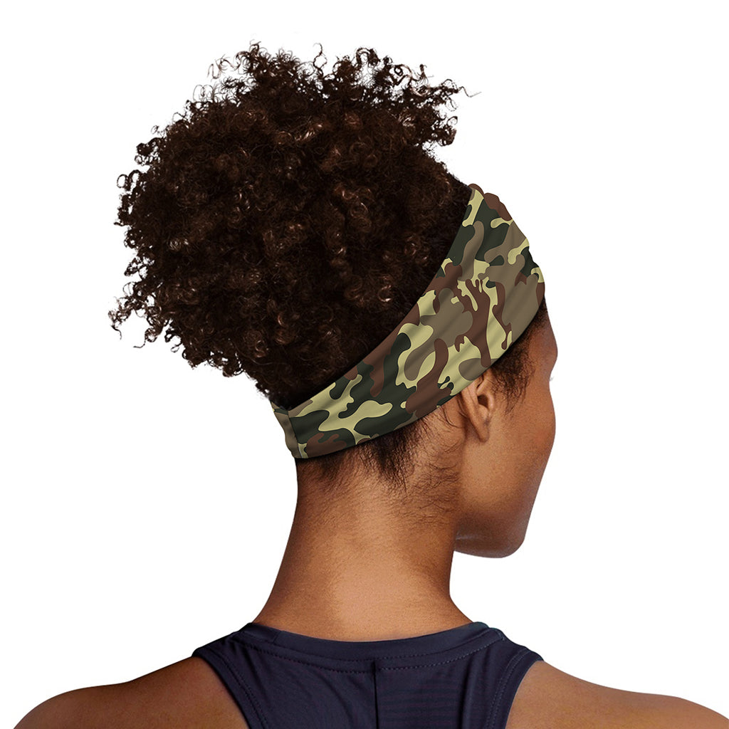 Brown Camouflage Print Sports Headband