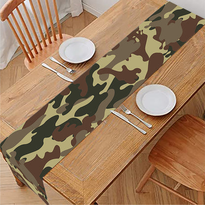 Brown Camouflage Print Table Runner