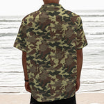 Brown Camouflage Print Textured Short Sleeve Shirt