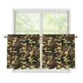 Brown Camouflage Print Tier Curtains