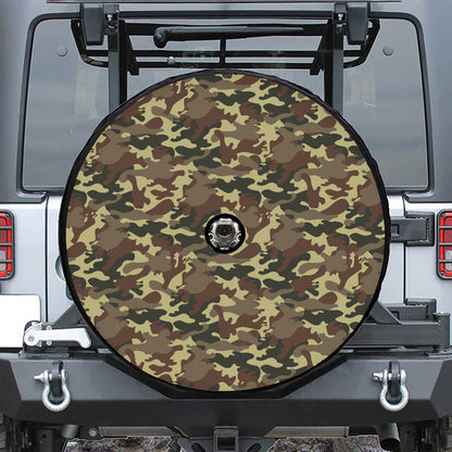 Brown Camouflage Print Tire Cover With Camera Hole
