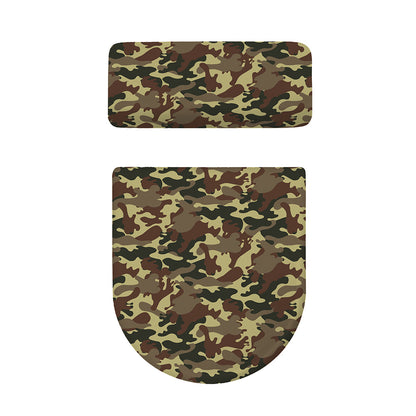 Brown Camouflage Print Toilet Lid And Tank Cover Set
