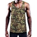 Brown Camouflage Print Men's Workout Tank Top