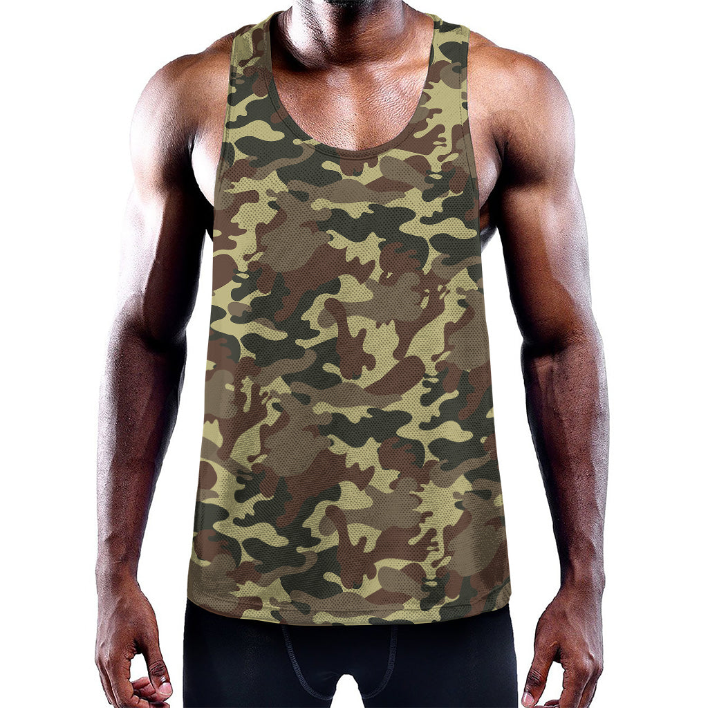 Brown Camouflage Print Training Tank Top