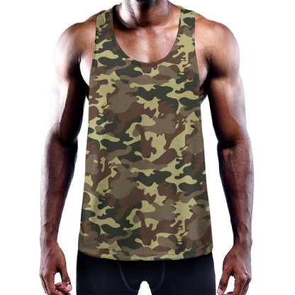Brown Camouflage Print Training Tank Top