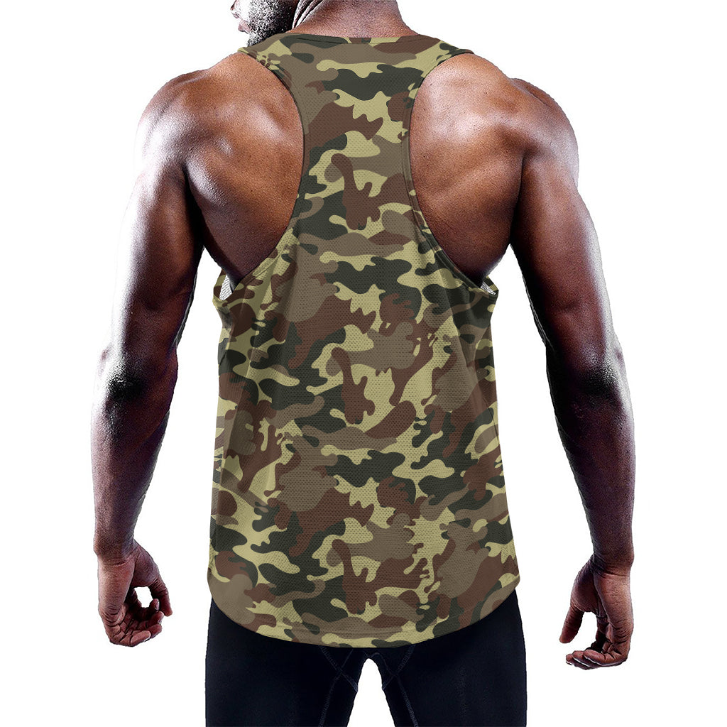 Brown Camouflage Print Training Tank Top