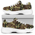 Brown Camouflage Print White Chunky Shoes