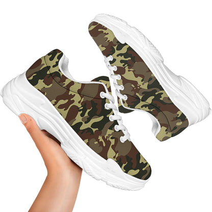 Brown Camouflage Print White Chunky Shoes