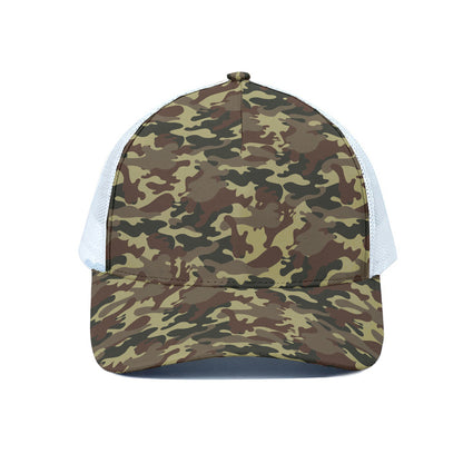 Brown Camouflage Print White Mesh Trucker Cap