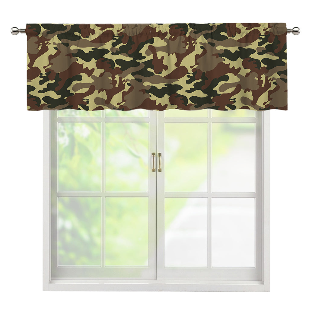 Brown Camouflage Print Window Valance