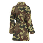 Brown Camouflage Print Women's Bathrobe