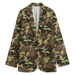 Brown Camouflage Print Women's Blazer