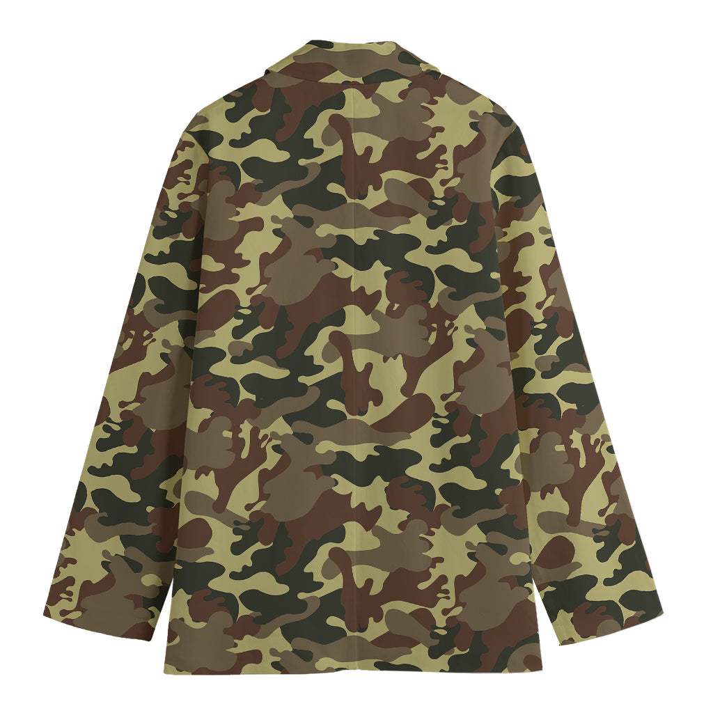 Brown Camouflage Print Women's Blazer