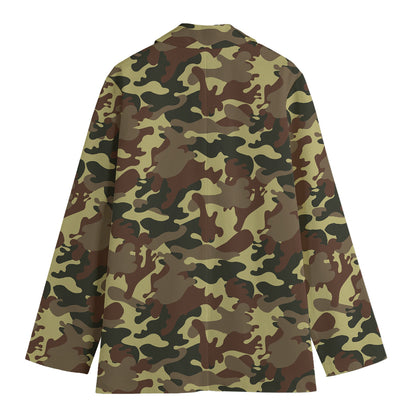 Brown Camouflage Print Women's Blazer