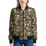 Brown Camouflage Print Women's Bomber Jacket