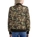 Brown Camouflage Print Women's Bomber Jacket