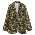 Brown Camouflage Print Women's Cotton Blazer