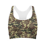 Brown Camouflage Print Women's Sports Bra