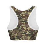 Brown Camouflage Print Women's Sports Bra
