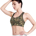 Brown Camouflage Print Women's Sports Bra