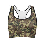 Brown Camouflage Print Women's Sports Bra